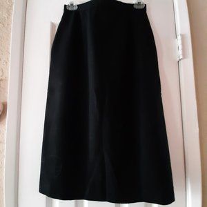 Black Wool Straight Skirt